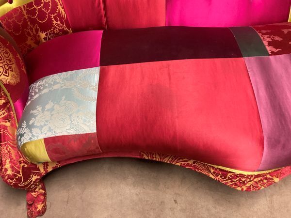 Antique Bespoke Covered Statement Patchwork Sofa photo vinterior