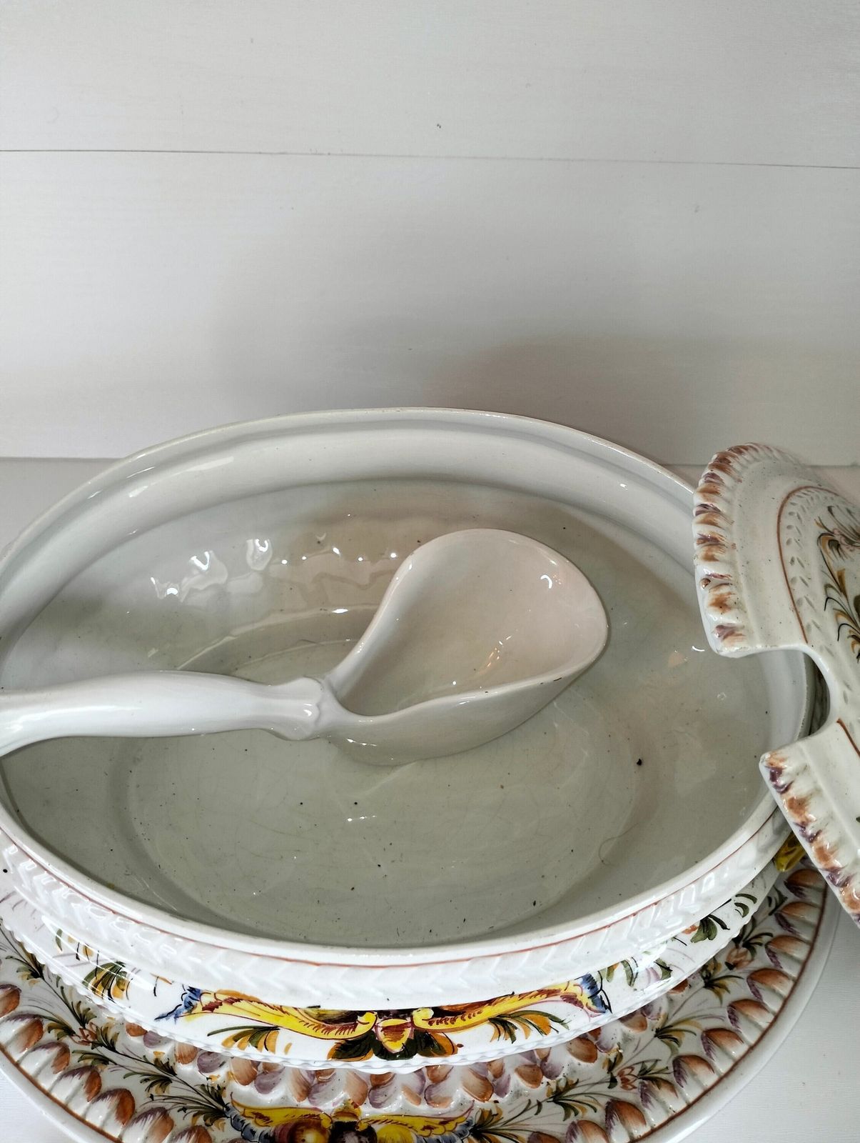 Vintage Italian Porcelain Tureen – Antique Soupiere With Ladle photo 125.06