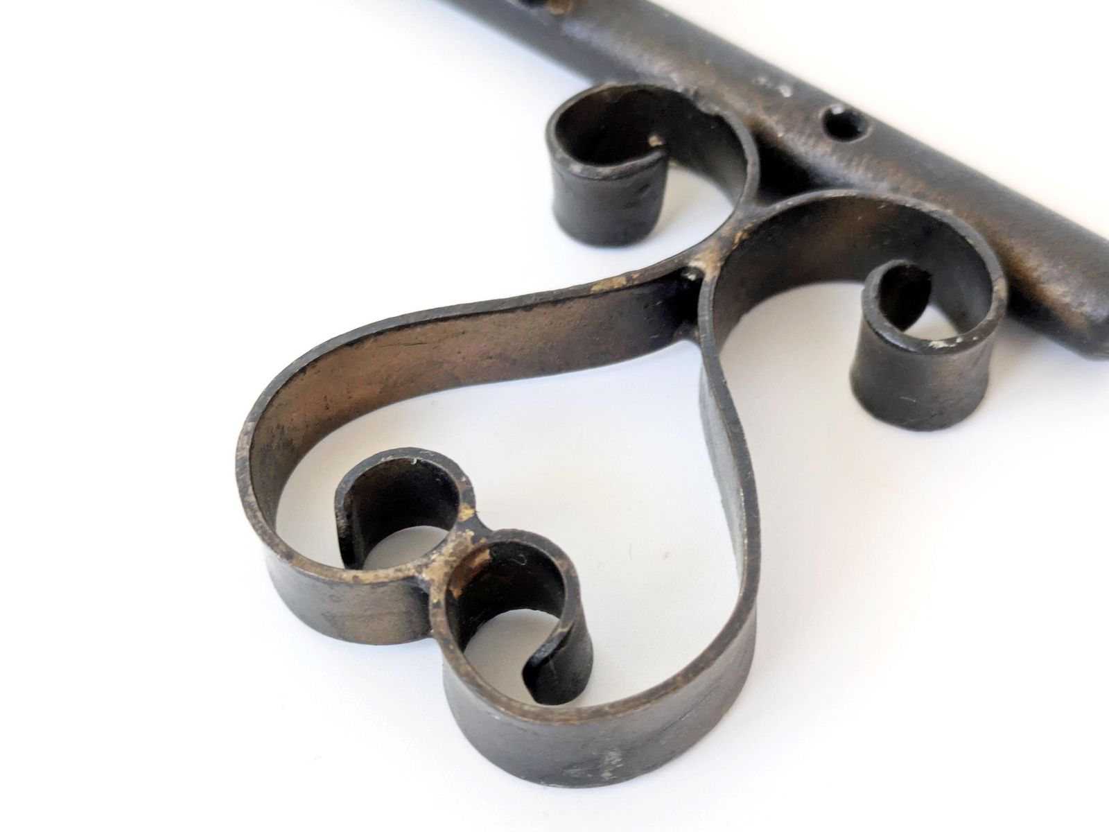 Furniture Large Midcentury Wrought Iron Key Shaped Wall Key Rack, French Cottage Core photo
