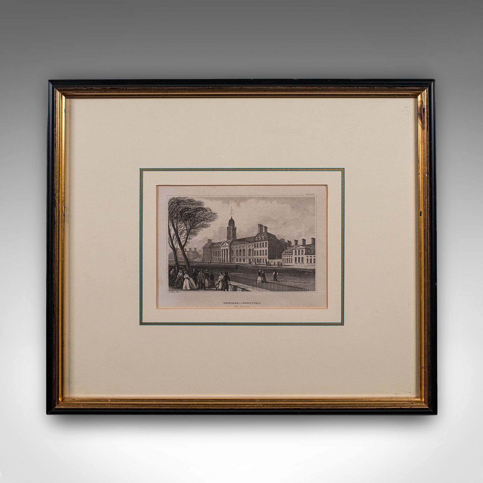 Antique Chelsea Hospital Picture, Framed Engraving, Art, Medical Interest, 1900 photo furniture