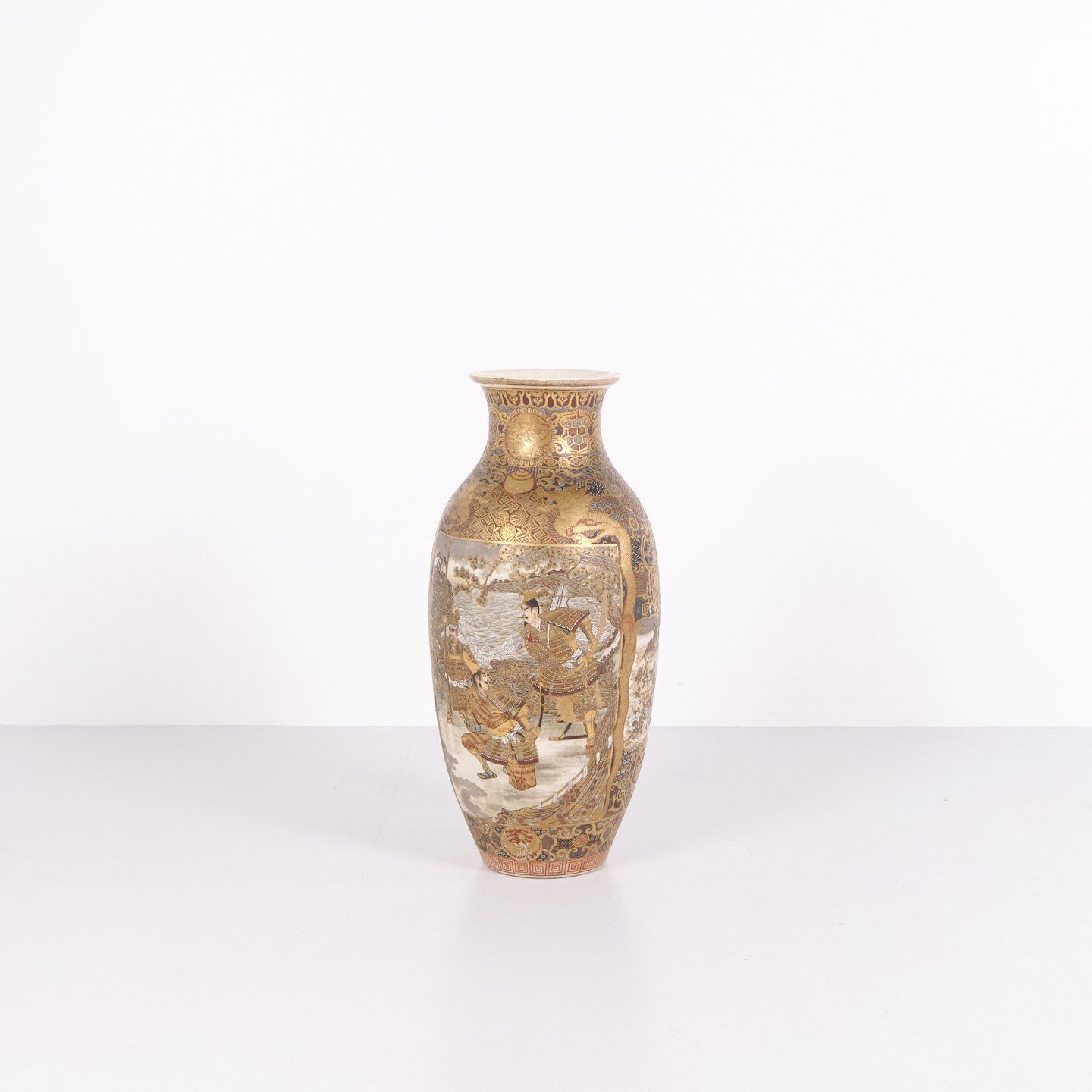 A Pair Of Rare Large Japanese Satsuma Vases – Porcelain – Hand Painted Motifs – Meiji Period (1868–1912) photo for sale