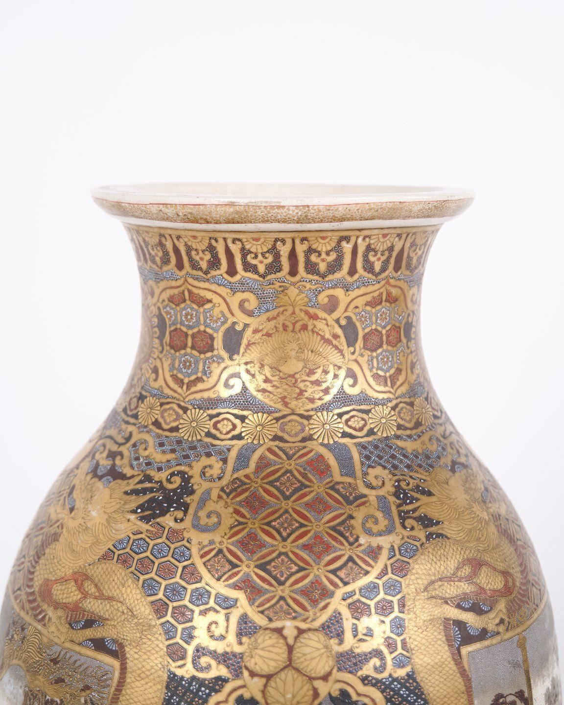 A Pair Of Rare Large Japanese Satsuma Vases – Porcelain – Hand Painted Motifs – Meiji Period (1868–1912) photo 12999.0