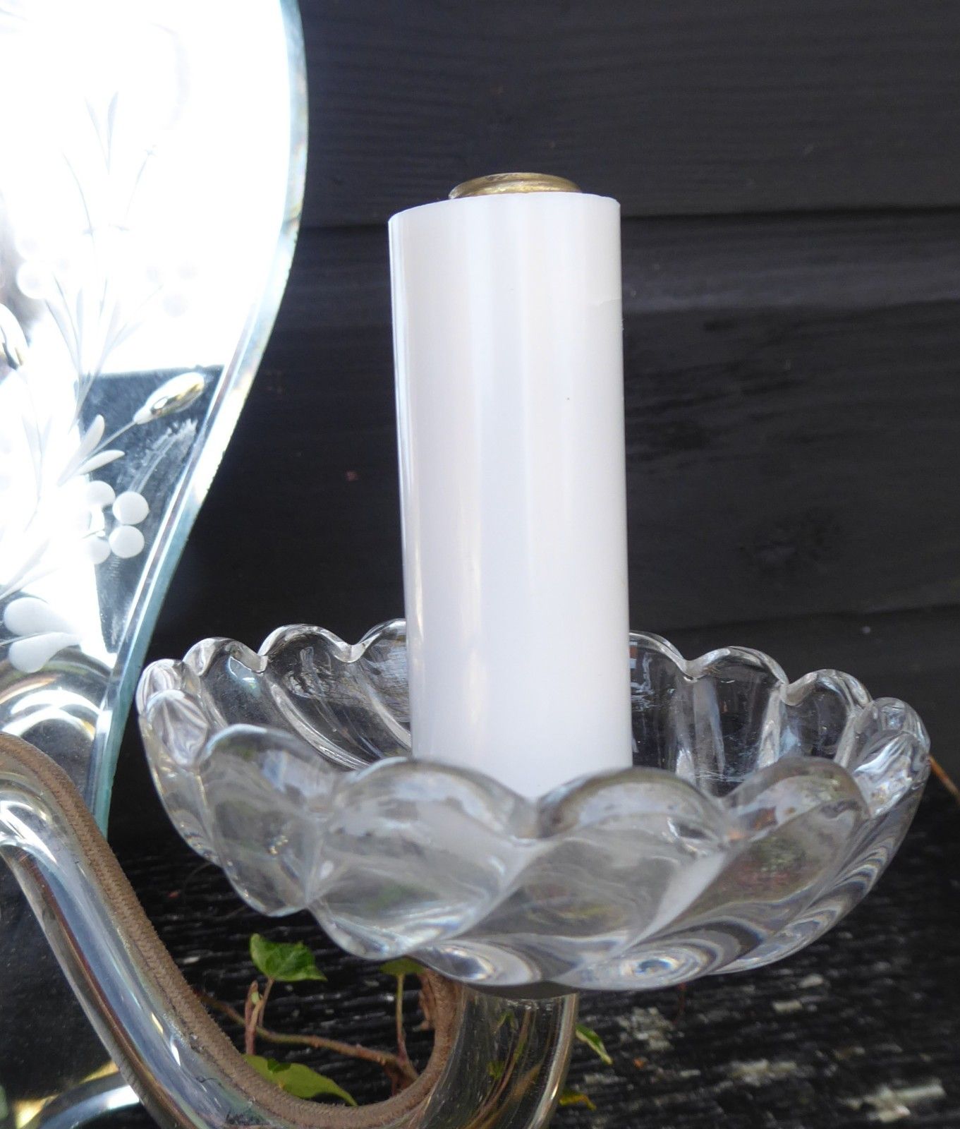 photo furniture Vintage Venetian Glass Mirror Wall Light / Sconce Needs Re Wiring Or Candle