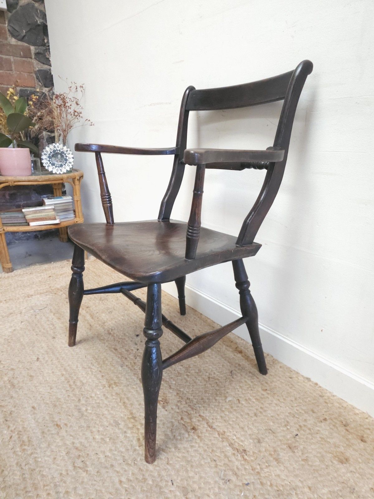 Victorian Chair Oxford Barback Carver Armchair Beech & Elm Rustic Delivery photo Furniture