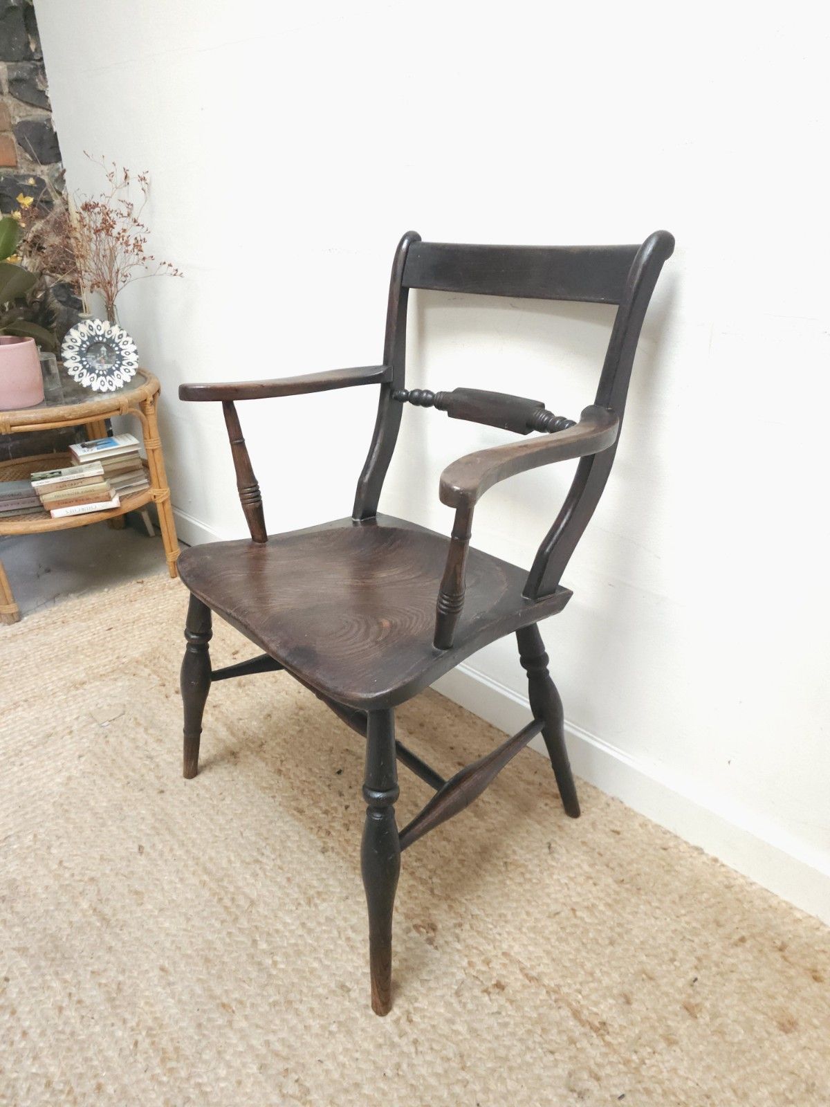 photo furniture Victorian Chair Oxford Barback Carver Armchair Beech & Elm Rustic Delivery