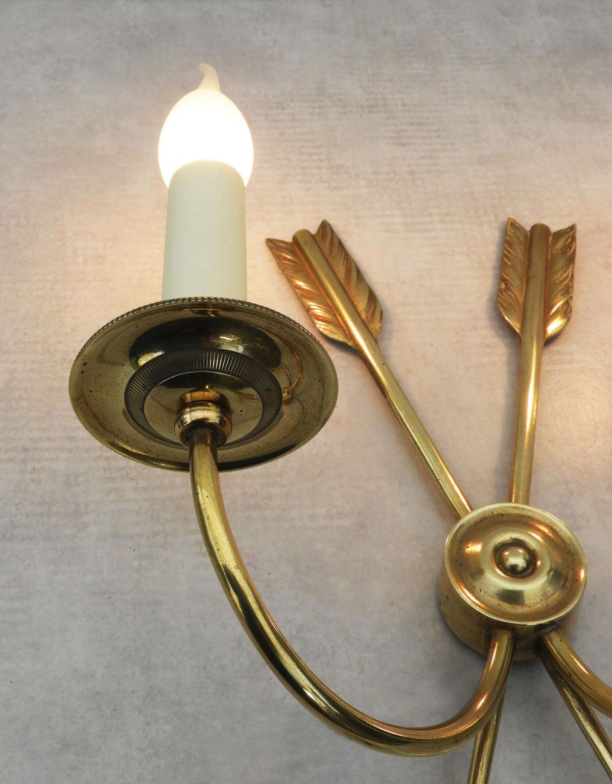 photo furniture Pair Of Neoclassical Crossed Arrow Wall Light Sconces Mid Century France C1960
