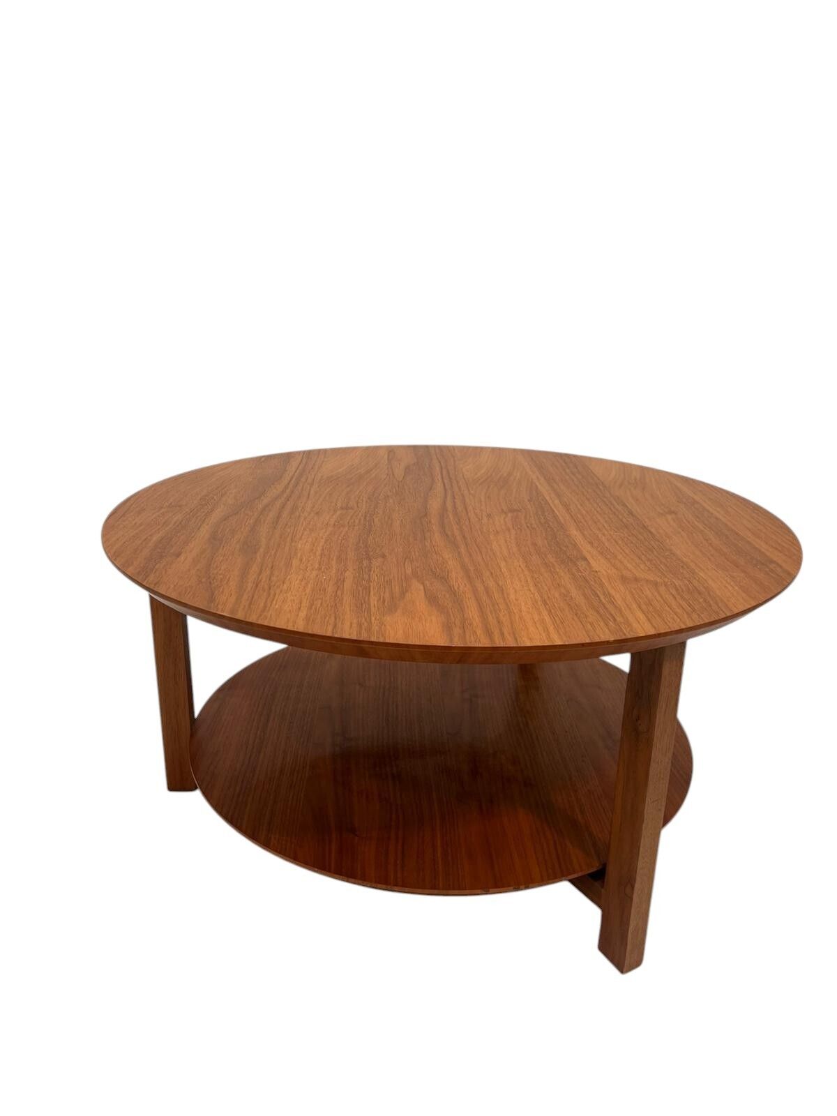 Mid Century Scandinavian Teak Round Coffee Table With Removable Glass Faux Marble Top, 1960s photo Furniture