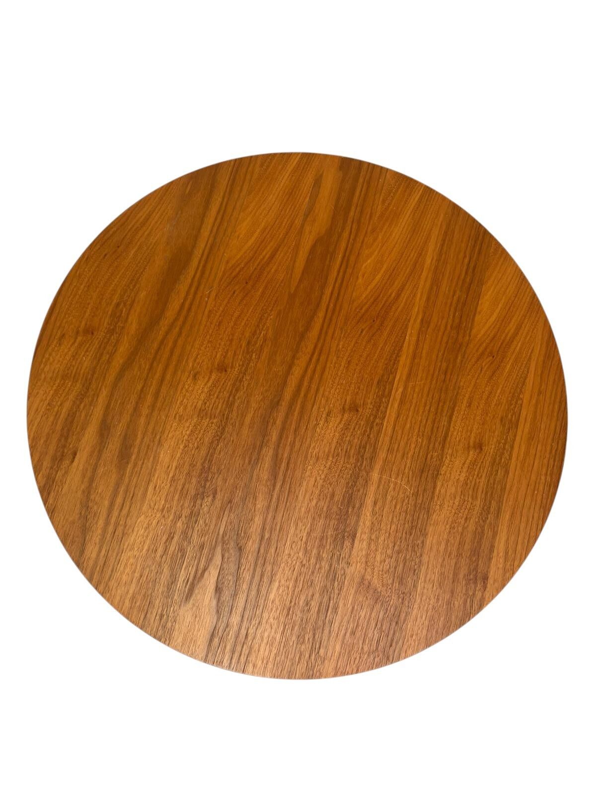 Mid Century Scandinavian Teak Round Coffee Table With Removable Glass Faux Marble Top, 1960s photo 195.0