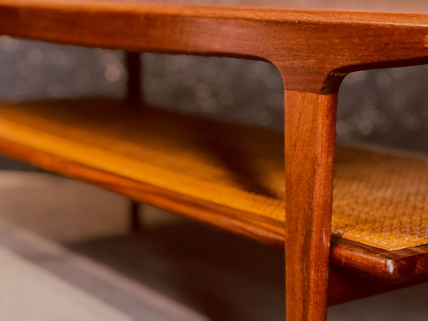 Teak Coffee Table By A Younger With A Rattan Rack photo Furniture