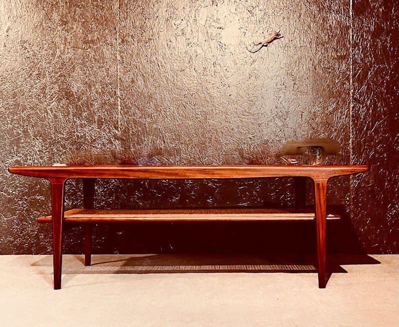Teak Coffee Table By A Younger With A Rattan Rack photo buy