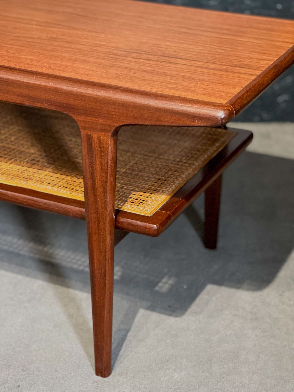 Furniture Teak Coffee Table By A Younger With A Rattan Rack photo