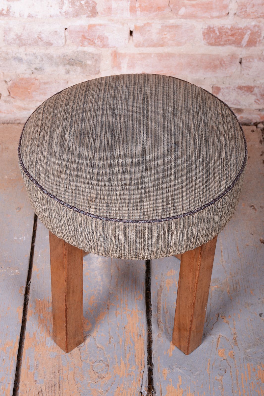 Restored Art Deco Stool, Walnut, Revived Polish, Reupholstered, Czech, 1920s photo furniture
