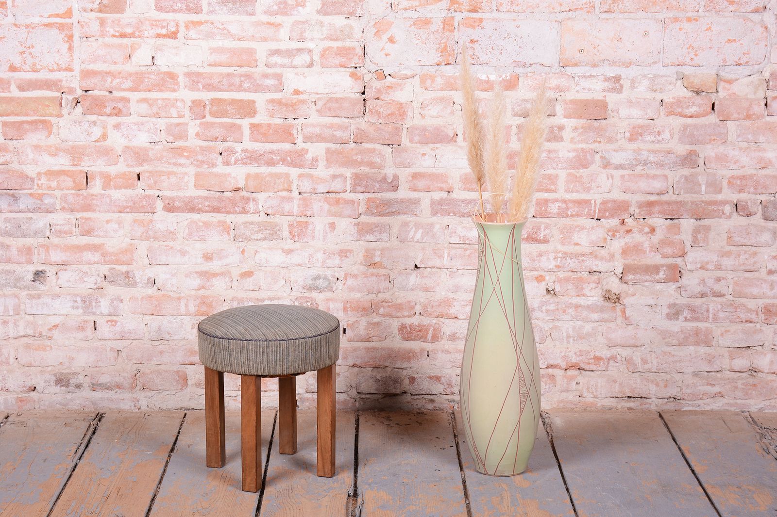 Restored Art Deco Stool, Walnut, Revived Polish, Reupholstered, Czech, 1920s photo vintage