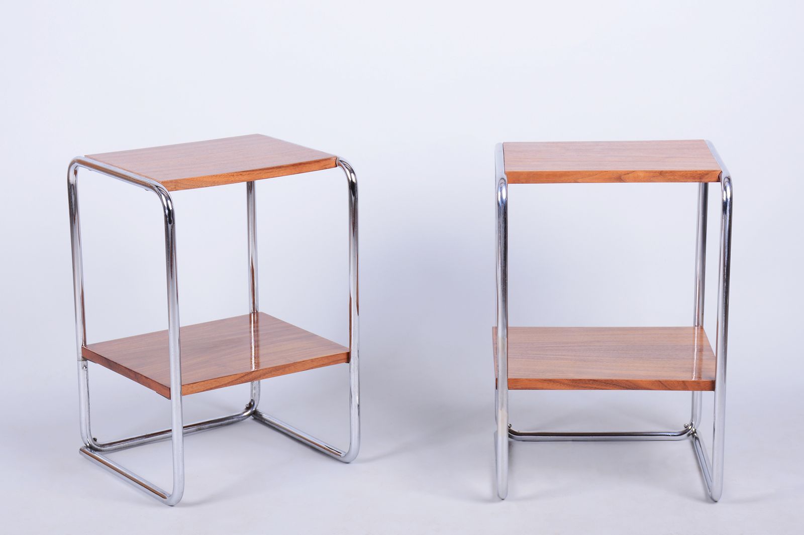 Pair Of Restored Bauhaus Bedside Tables, By M. Breuer For Thonet, Germany, 1920s