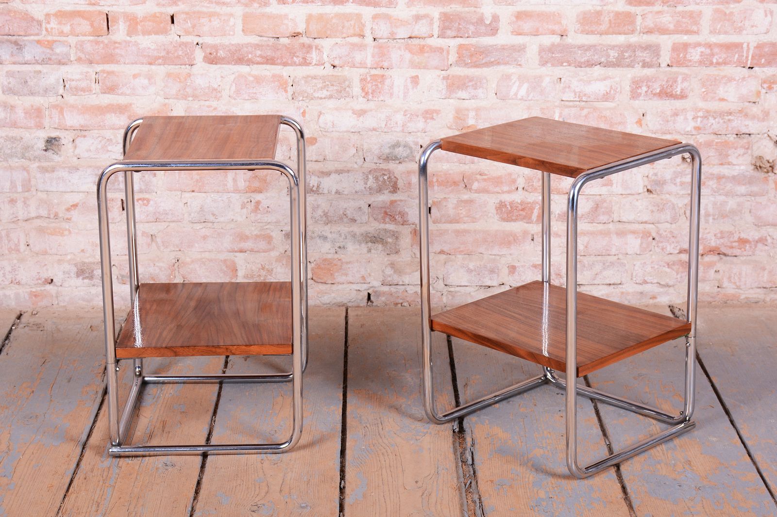 Pair Of Restored Bauhaus Bedside Tables, By M. Breuer For Thonet, Germany, 1920s photo Furniture