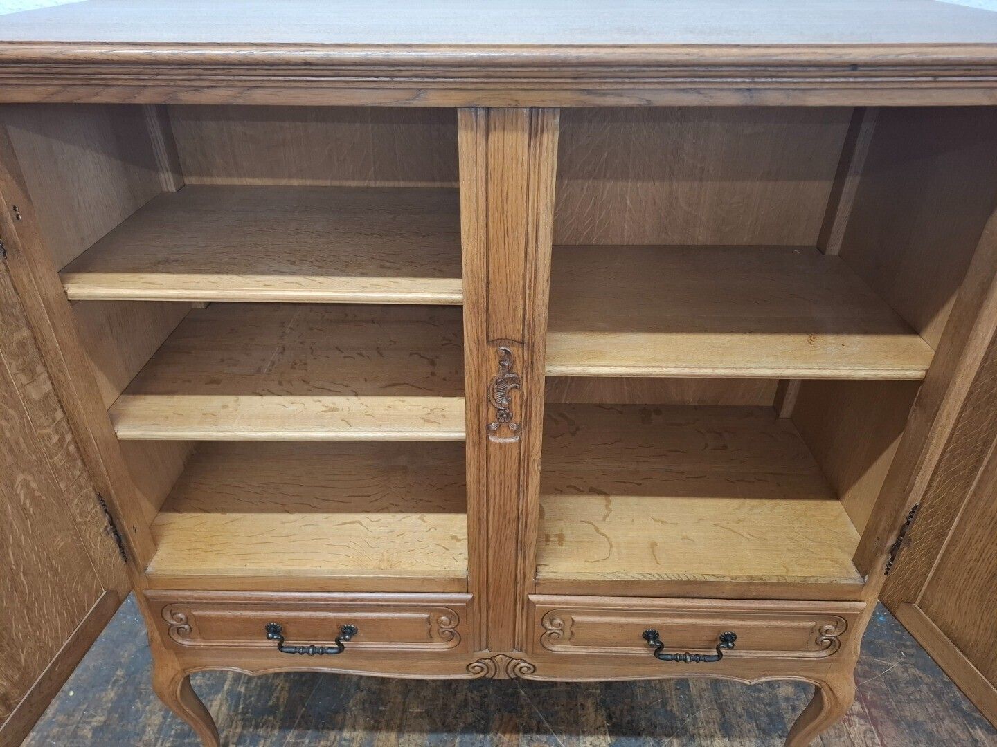 Vintage French Louis XV Style Oak Carved Linen Cupboard photo furniture