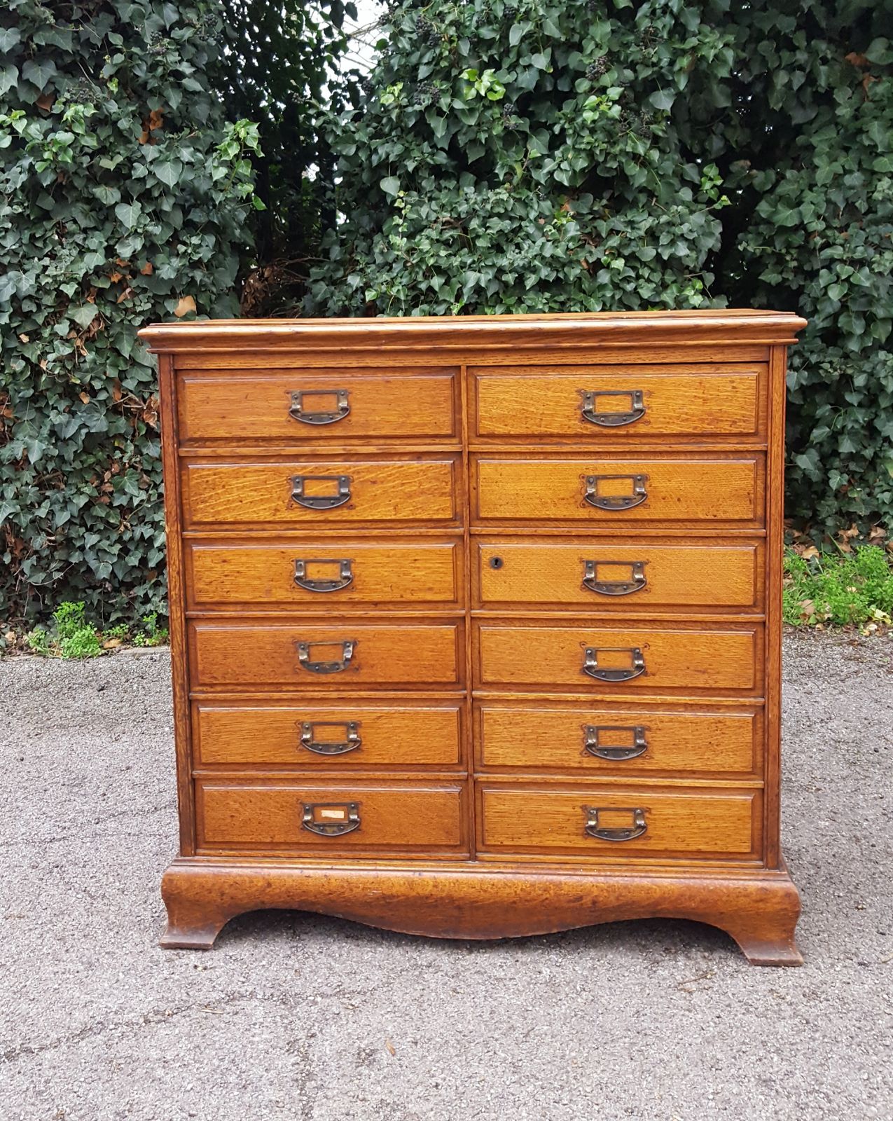Furniture Antique Oak Chest Of 12 Drawers photo