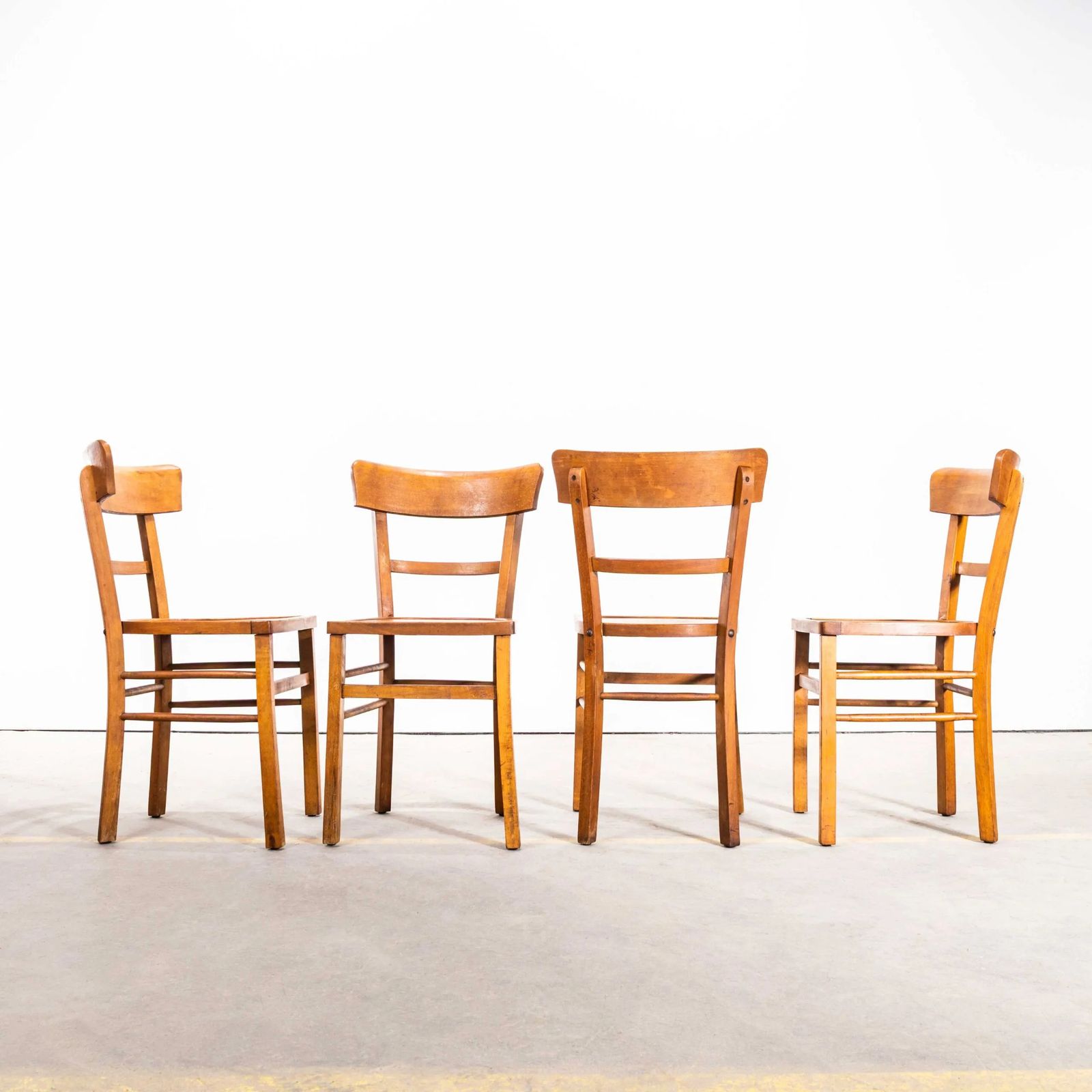 1950’s Simple Warm Oak Bentwood Café Chairs photo for sale