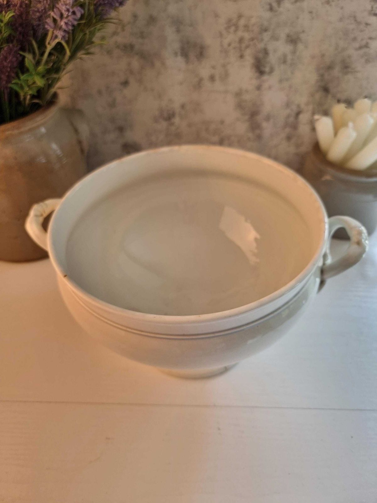 Antique French Ironstone Tureen   Creil & Montereau Serving Bowl photo Home Decor