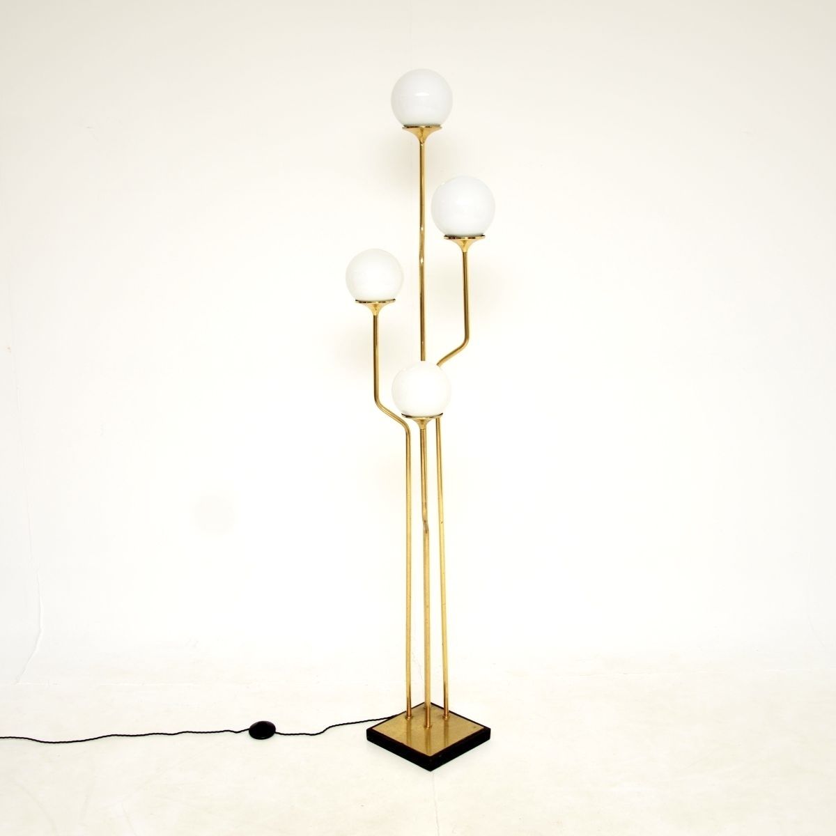 Vintage Italian Brass And Opaline Glass Floor Lamp By Goffredo Reggiani
