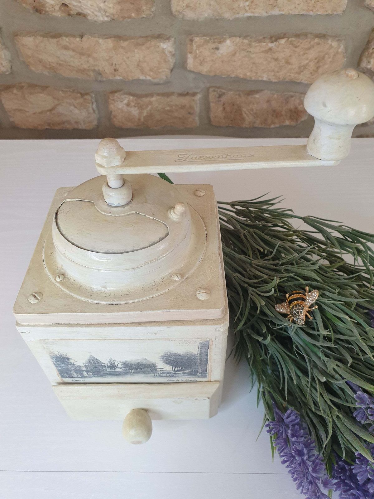 Vintage Zassenhaus Wooden Coffee Grinder, French Country Decor photo furniture