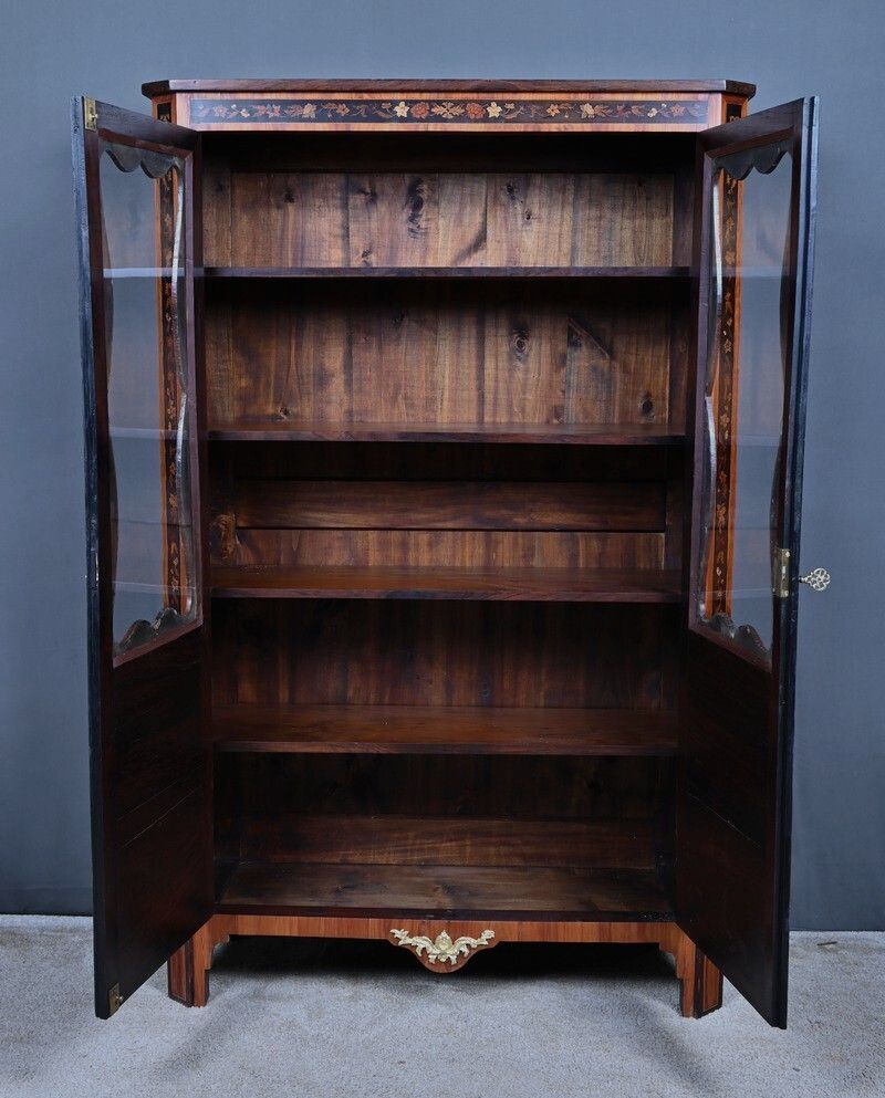 Display Cabinet In Marquetry Of Precious Woods, Louis XV Louis XVI Transition Style – First Half Of The 19th Century photo for sale