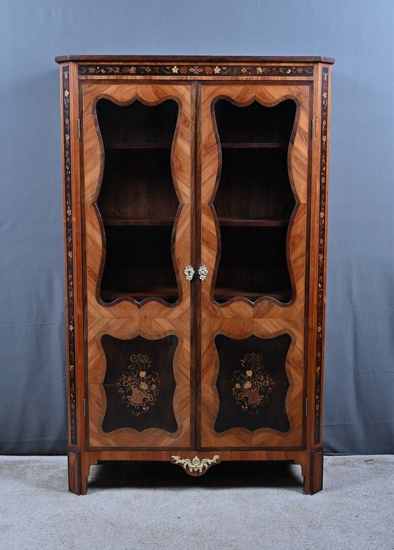 Display Cabinet In Marquetry Of Precious Woods, Louis XV Louis XVI Transition Style – First Half Of The 19th Century photo 2530.0