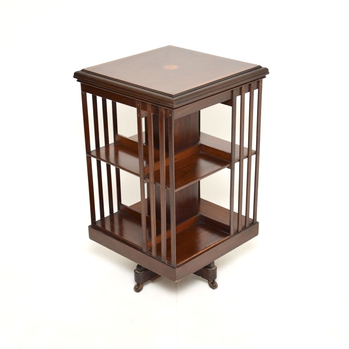 Antique Edwardian Inlaid Mahogany Revolving Bookcase photo Furniture
