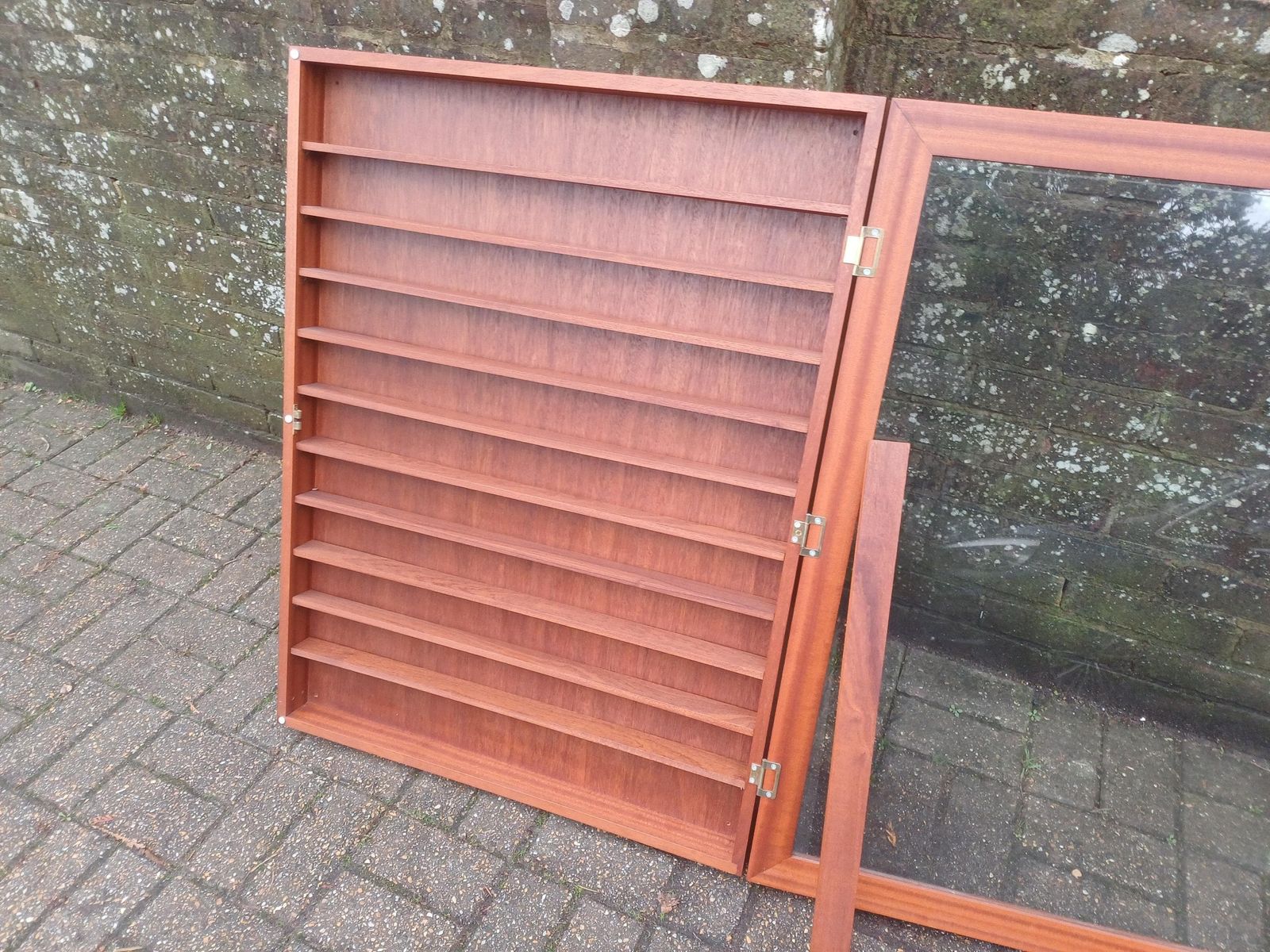 Vintage 1980s Solid Mahogany Glazed Display Collectors Collector Cabinet With 11 Shelves Wall Toughened Glass Door Free Hand Delivery photo buy