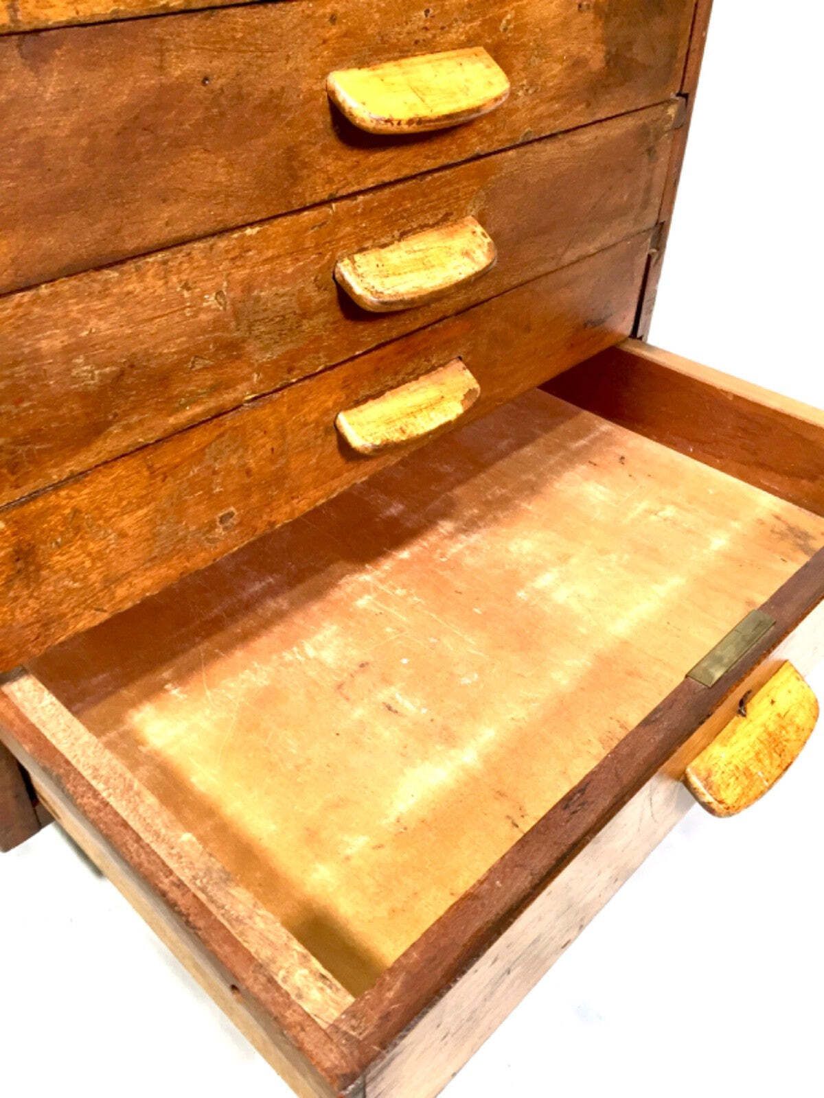 photo furniture Antique Industrial Wooden Filling Cabinet / Storage Drawers Cabinet C.1930
