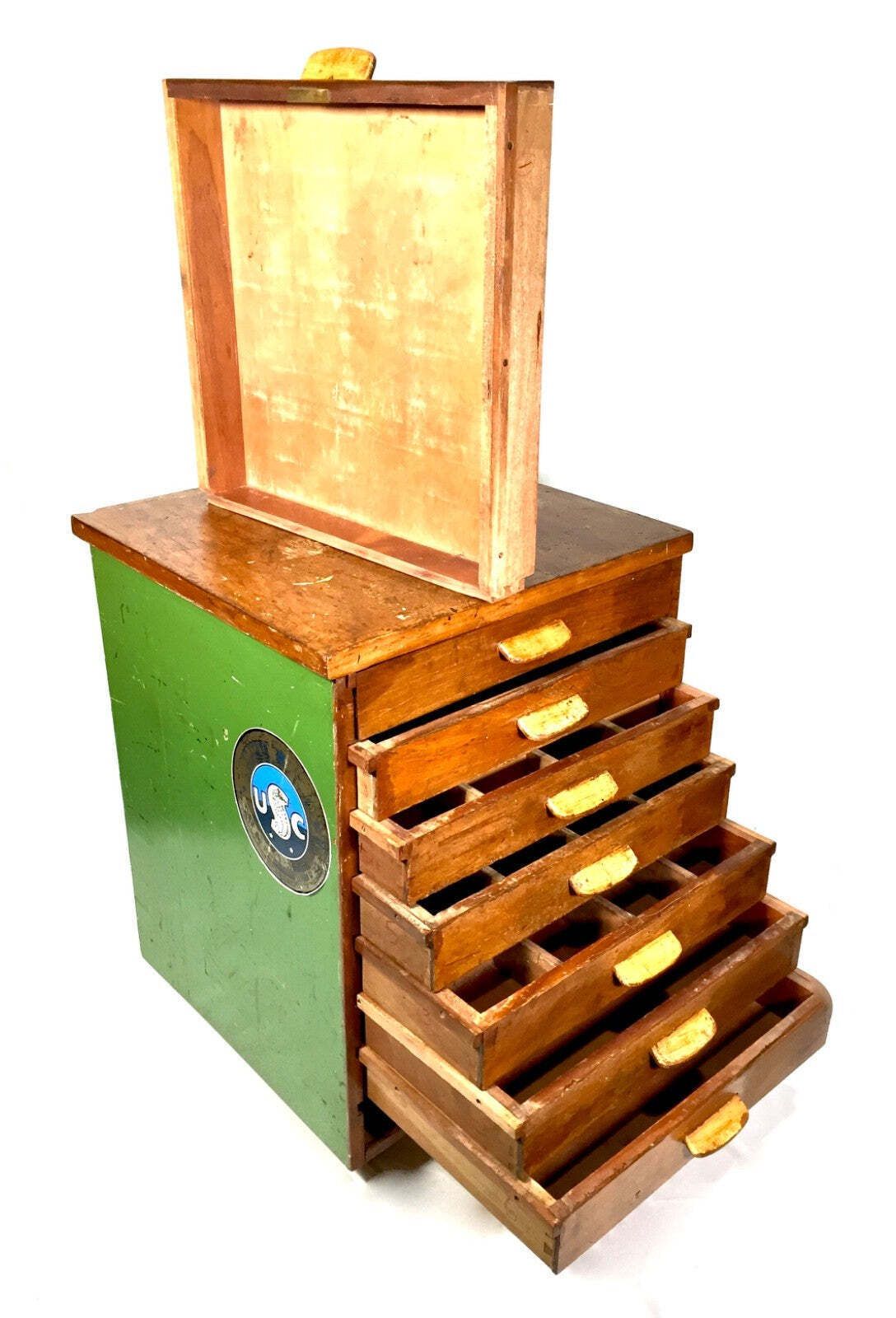 photo for sale Antique Industrial Wooden Filling Cabinet / Storage Drawers Cabinet C.1930