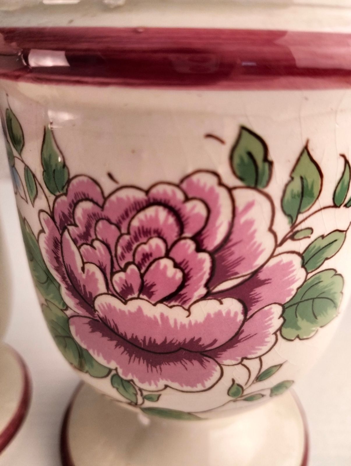 Antique French Ceramic Kitchen Jars – Floral Storage Cannisters, Set Of Two photo buy