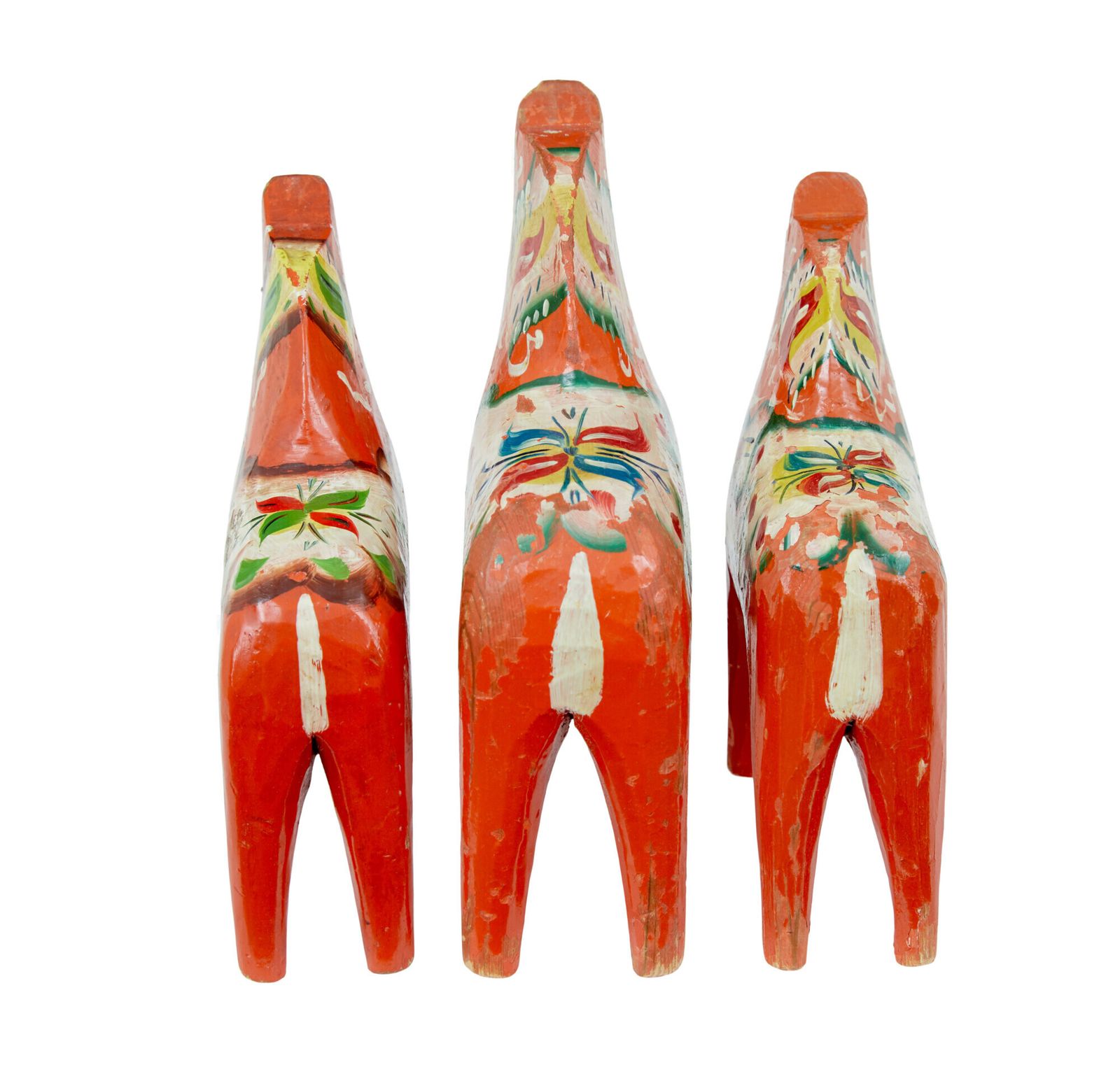 Swedish Set Of 12 Traditional Hand Painted Dala Horses photo vintage
