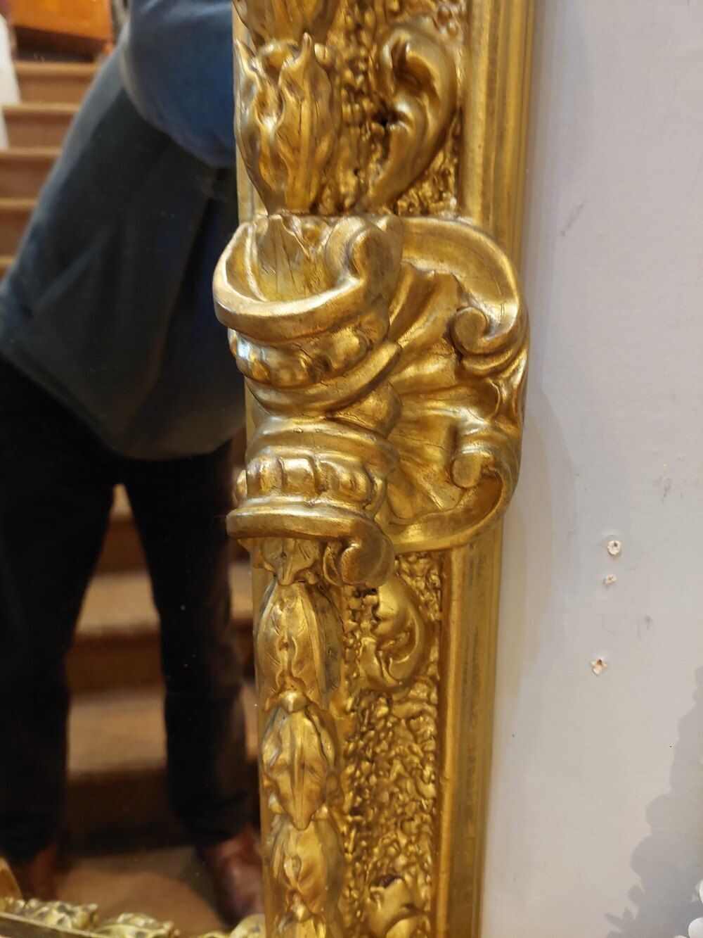 19thc Giltwood & Sand Moulded Gesso Framed Mirror photo 950.0