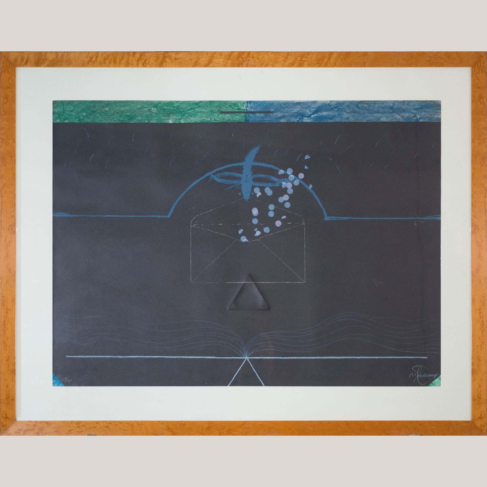 Abstract Geometric Compositions – Pair Of Signed Vintage Framed Limited Edition Lithographs photo for sale