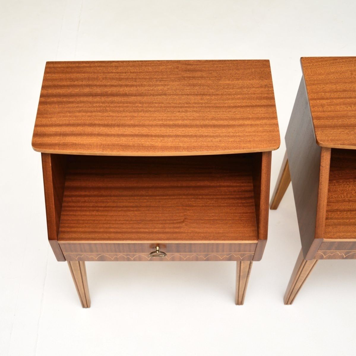 Pair Of Vintage Swedish Inlaid Mahogany Bedside Cabinets photo Furniture