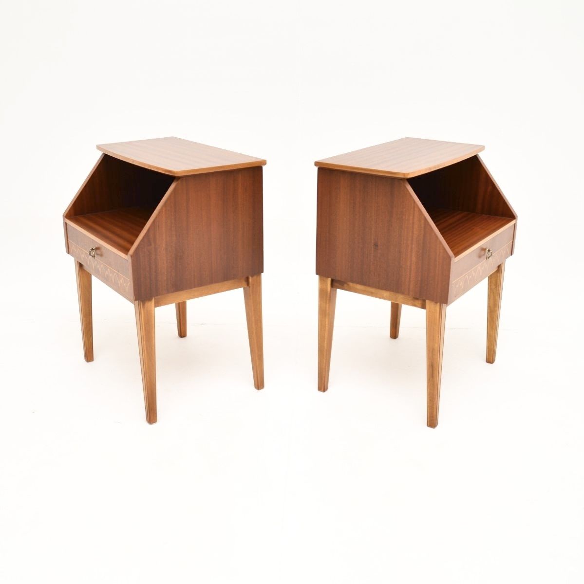 photo furniture Pair Of Vintage Swedish Inlaid Mahogany Bedside Cabinets
