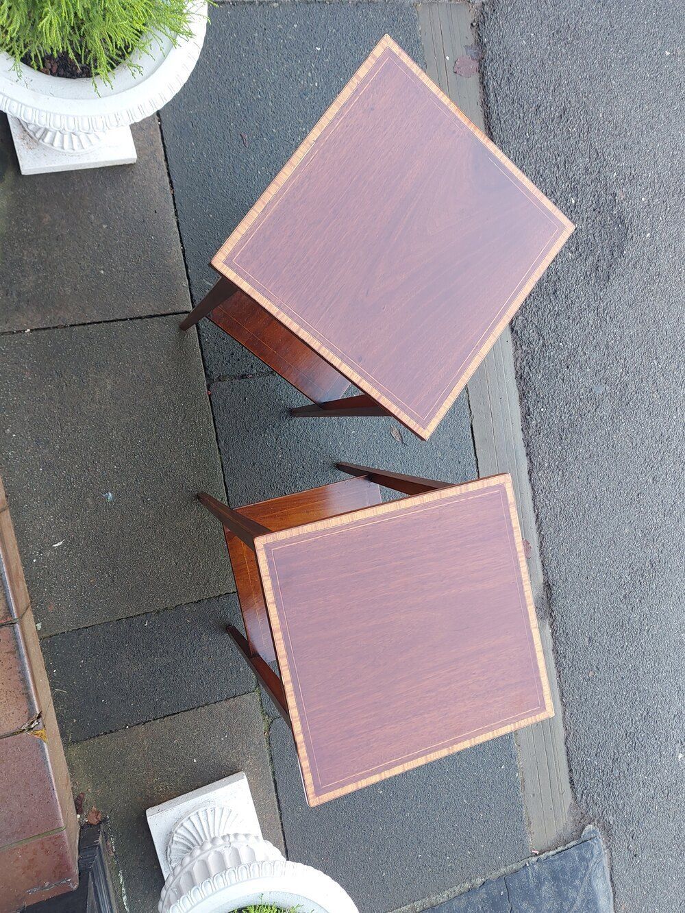 Pair Of Edwardian Inlaid Mahogany End Tables photo furniture