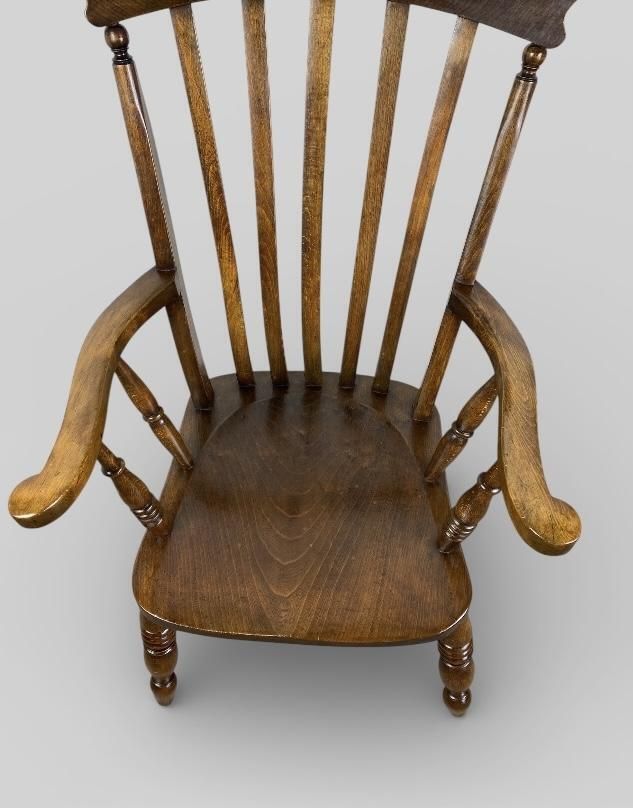 Antique Late Victorian High Back Windsor Armchair (C.1890) photo Furniture