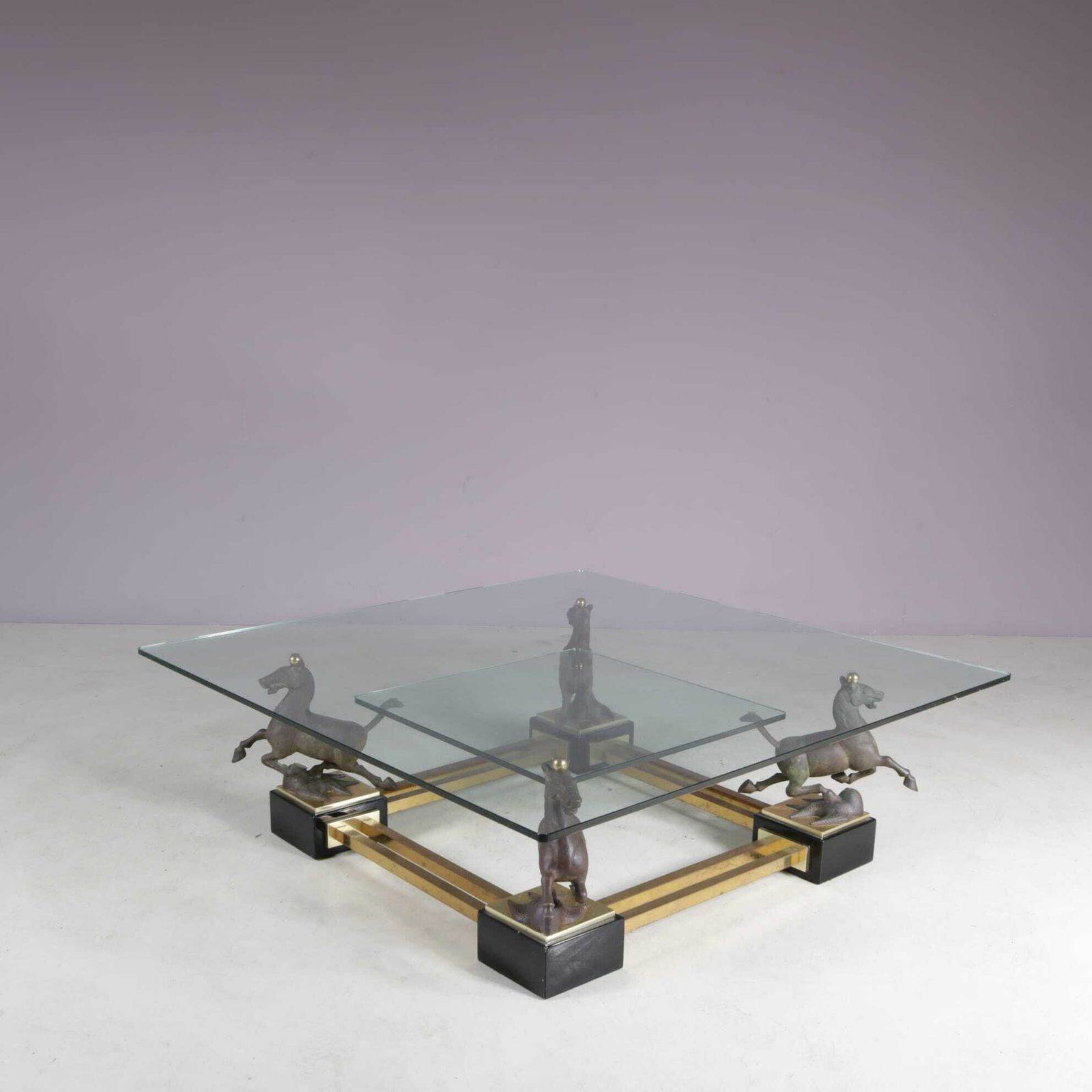 1970s “Flying Horse Of Gansu” Coffee Table By Maison Charles, France photo for sale