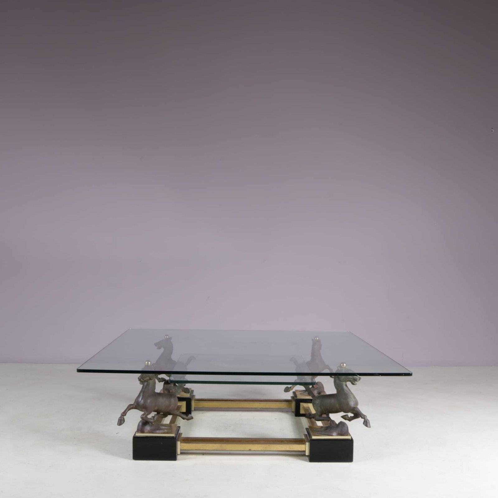 1970s “Flying Horse Of Gansu” Coffee Table By Maison Charles, France photo vintage