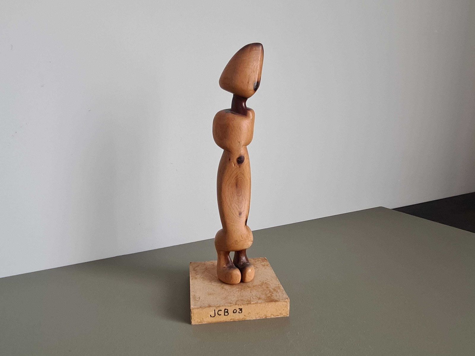 French Vintage Abstract Wood Sculpture 1960s Modernist photo vinterior