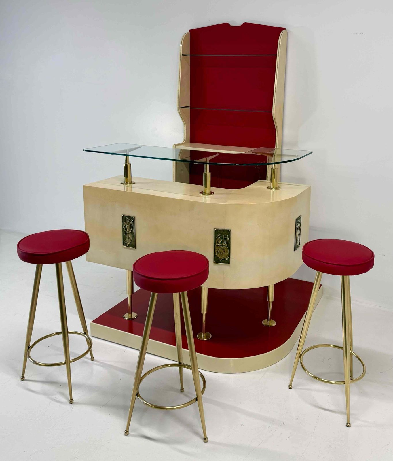 Exceptional Italian Art Deco Parchment Bar, 1950s, Attributed To Gio Ponti photo furniture