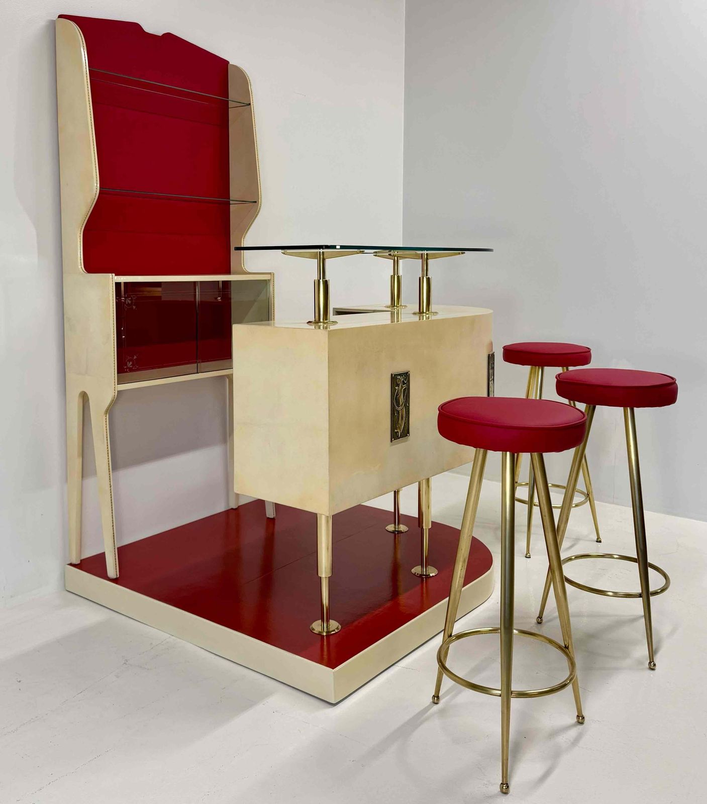 Exceptional Italian Art Deco Parchment Bar, 1950s, Attributed To Gio Ponti photo Furniture