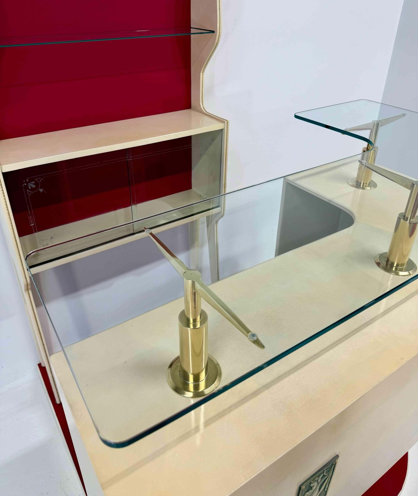 Exceptional Italian Art Deco Parchment Bar, 1950s, Attributed To Gio Ponti photo vintage