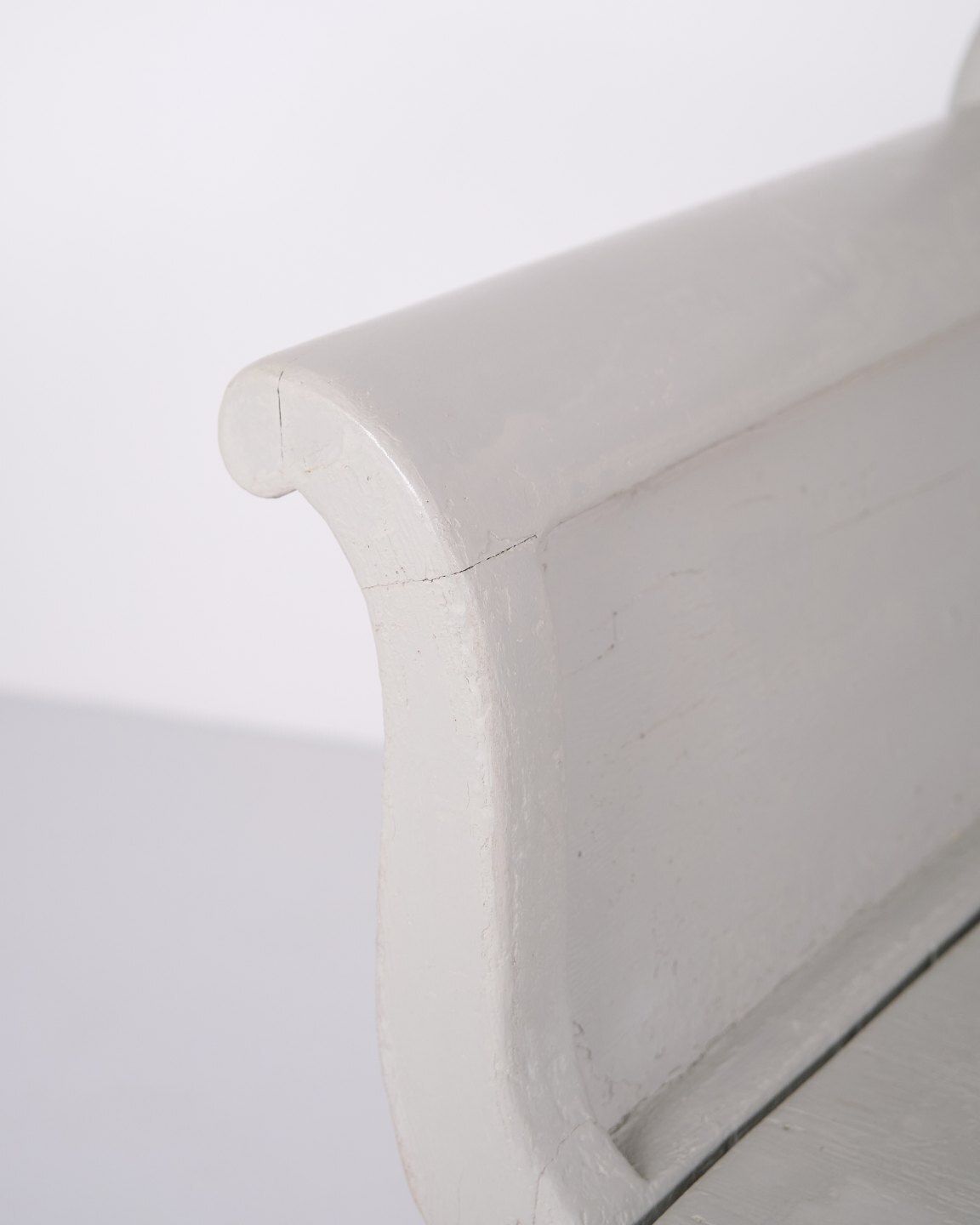 Antique Bench With Storage   Grey Painted   Pine   Year 1890s photo vinterior