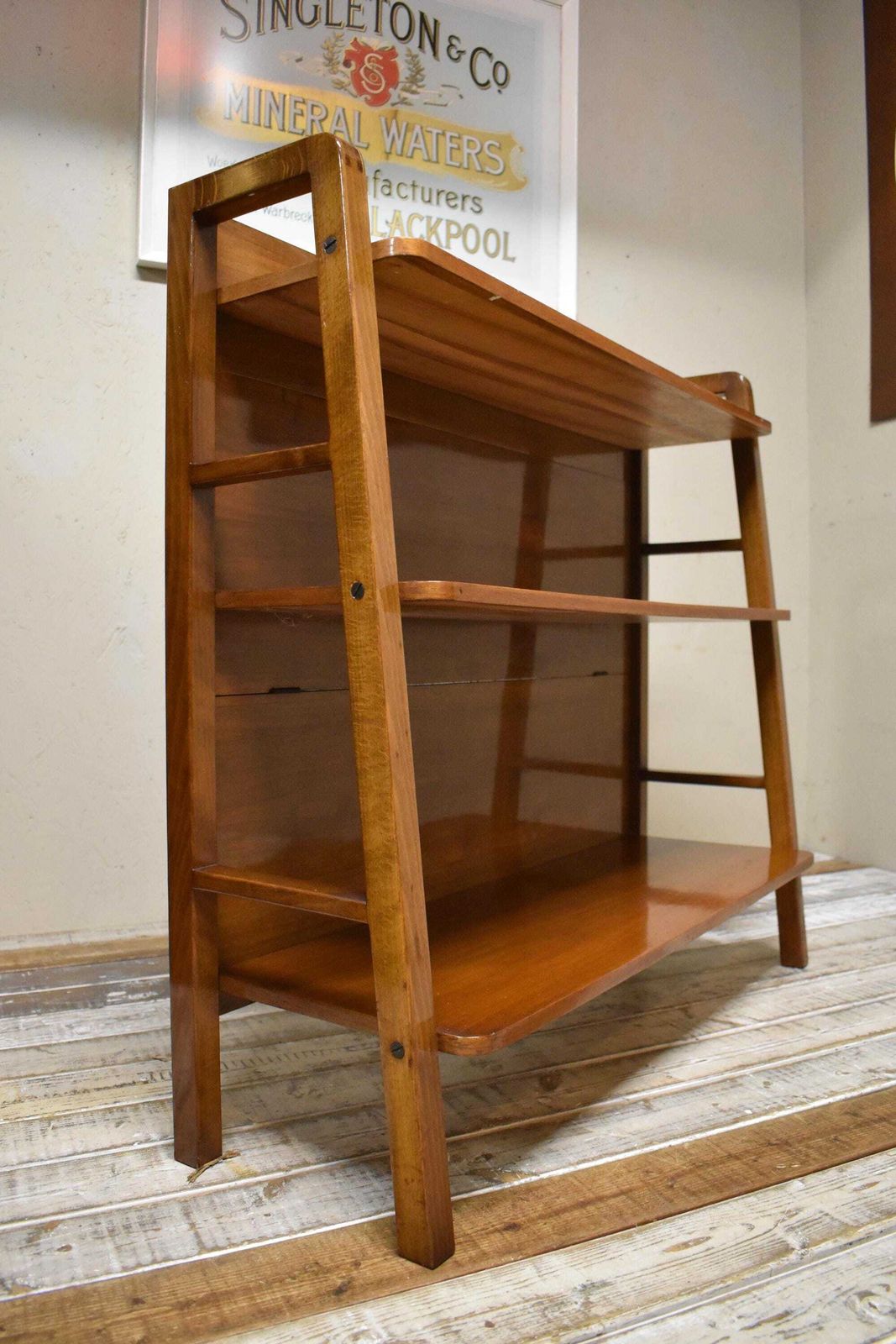 Mid Century Waterfall Display Bookcase   Ladderax Style photo Furniture
