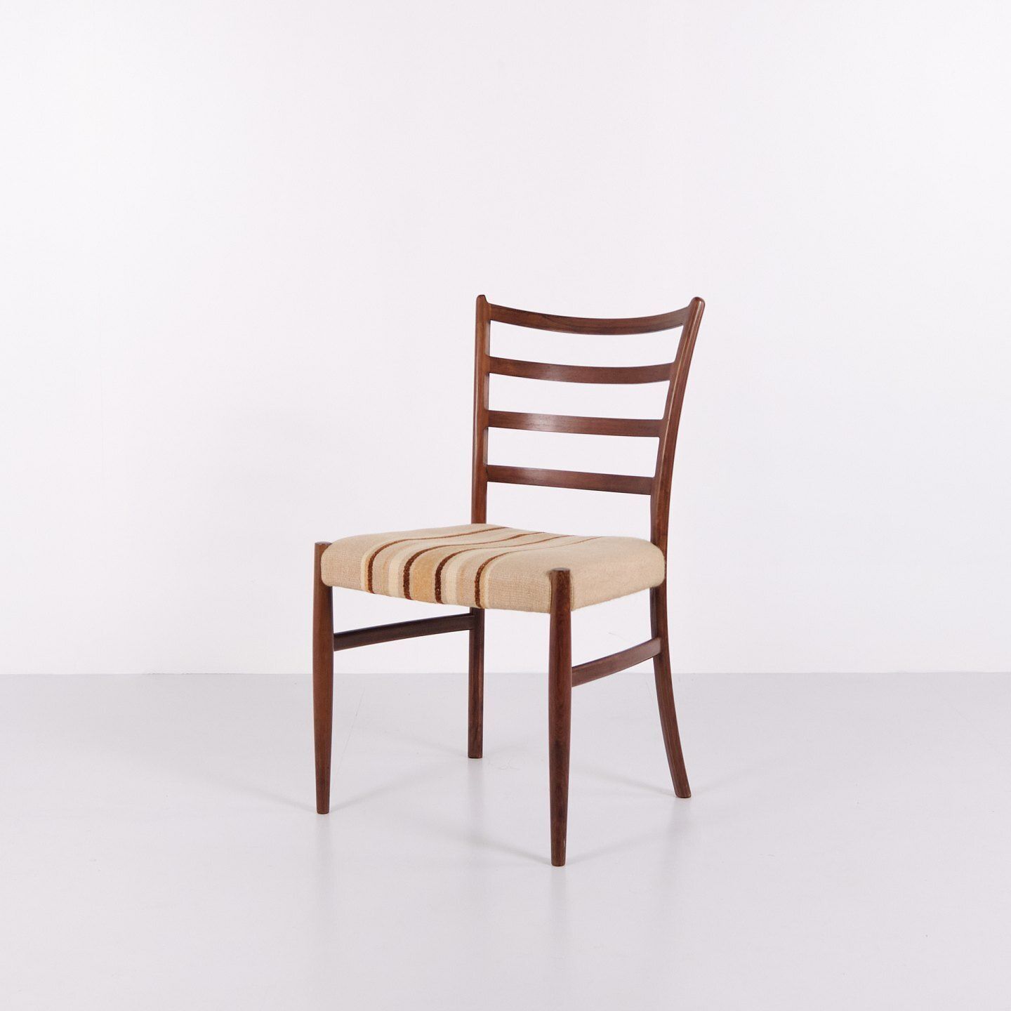 Set Of Six Dining Chairs   Rosewood & Striped Fabric   No Møller   Jl Møllers Furniture Factory   1960s photo for sale