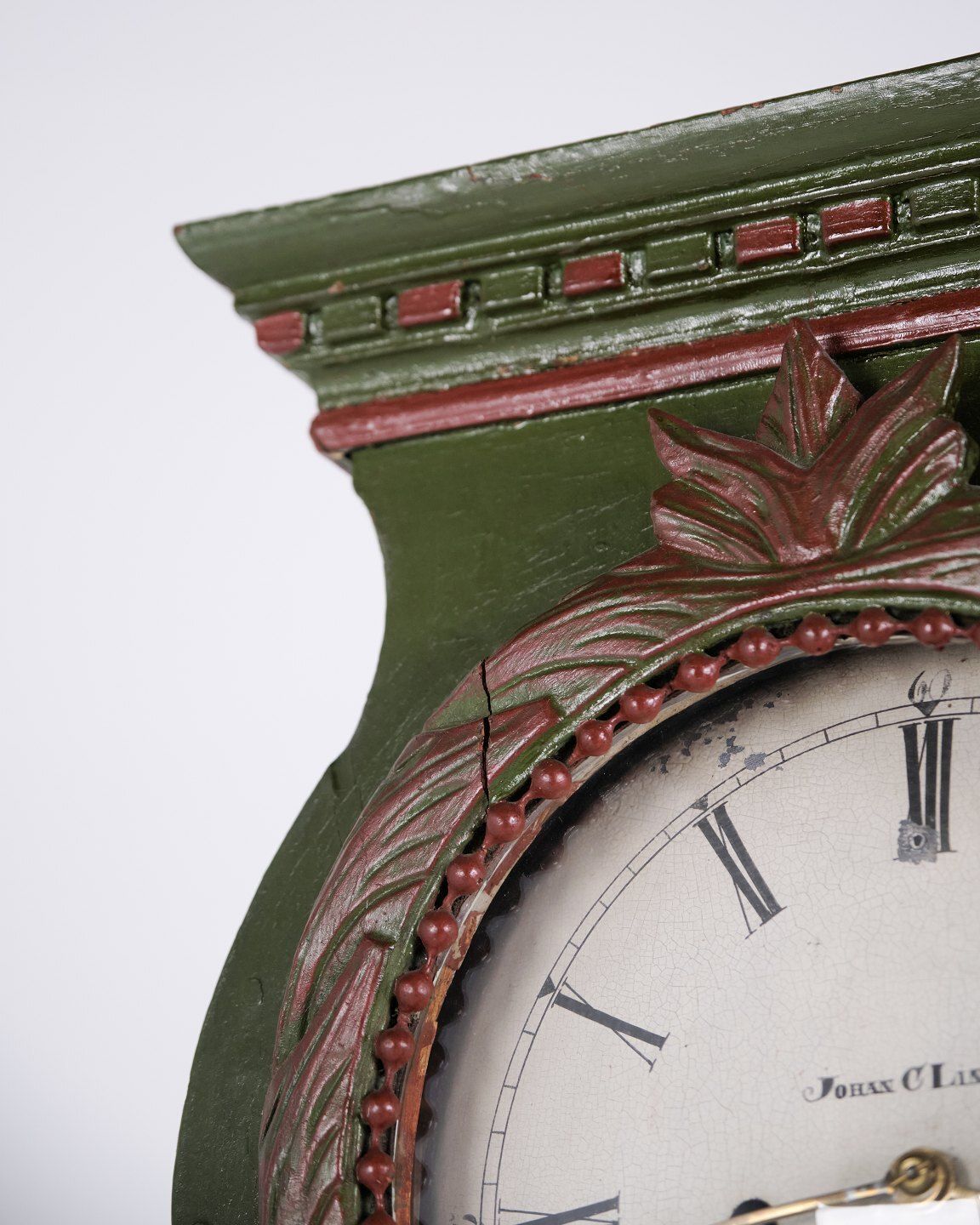 Bornholm Clock – Miss Model – Hand Painted With Carved Details – Green & Red Paint – Year 1860s photo buy