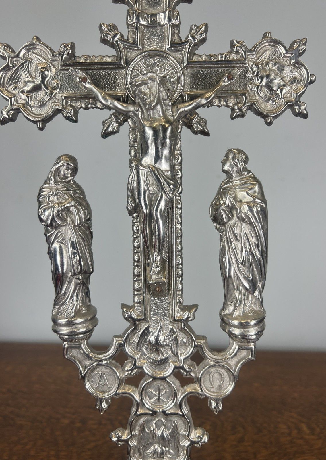 Crucifix Vintage French Style Metal Ornate Religious Altar Cross Lot 4763 photo Home Decor